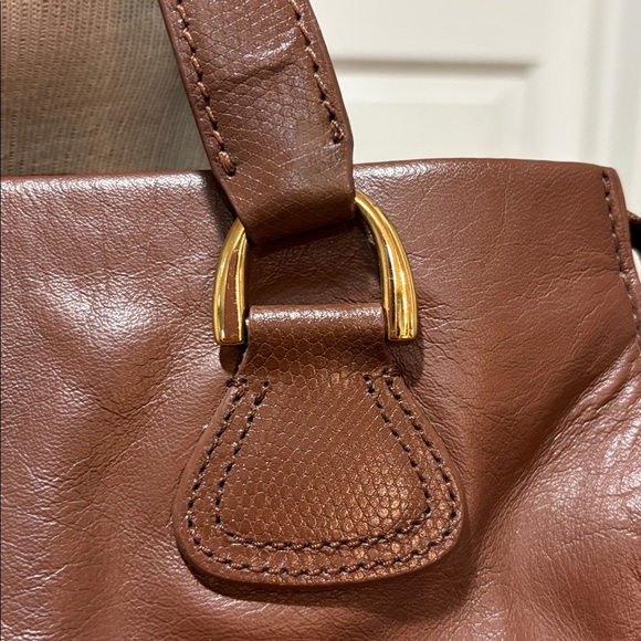 Etienne Aigner chocolate brown leather  with gold small purse - Picture 3 of 12